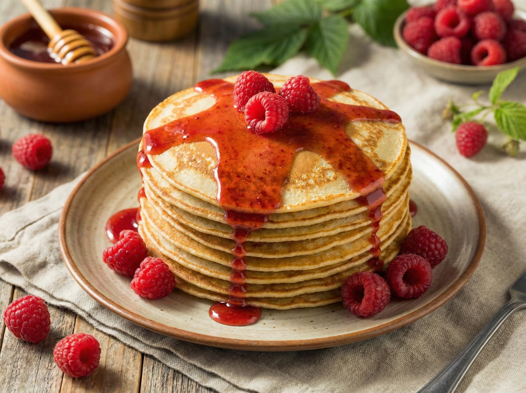 Блины с крем-мёд малина